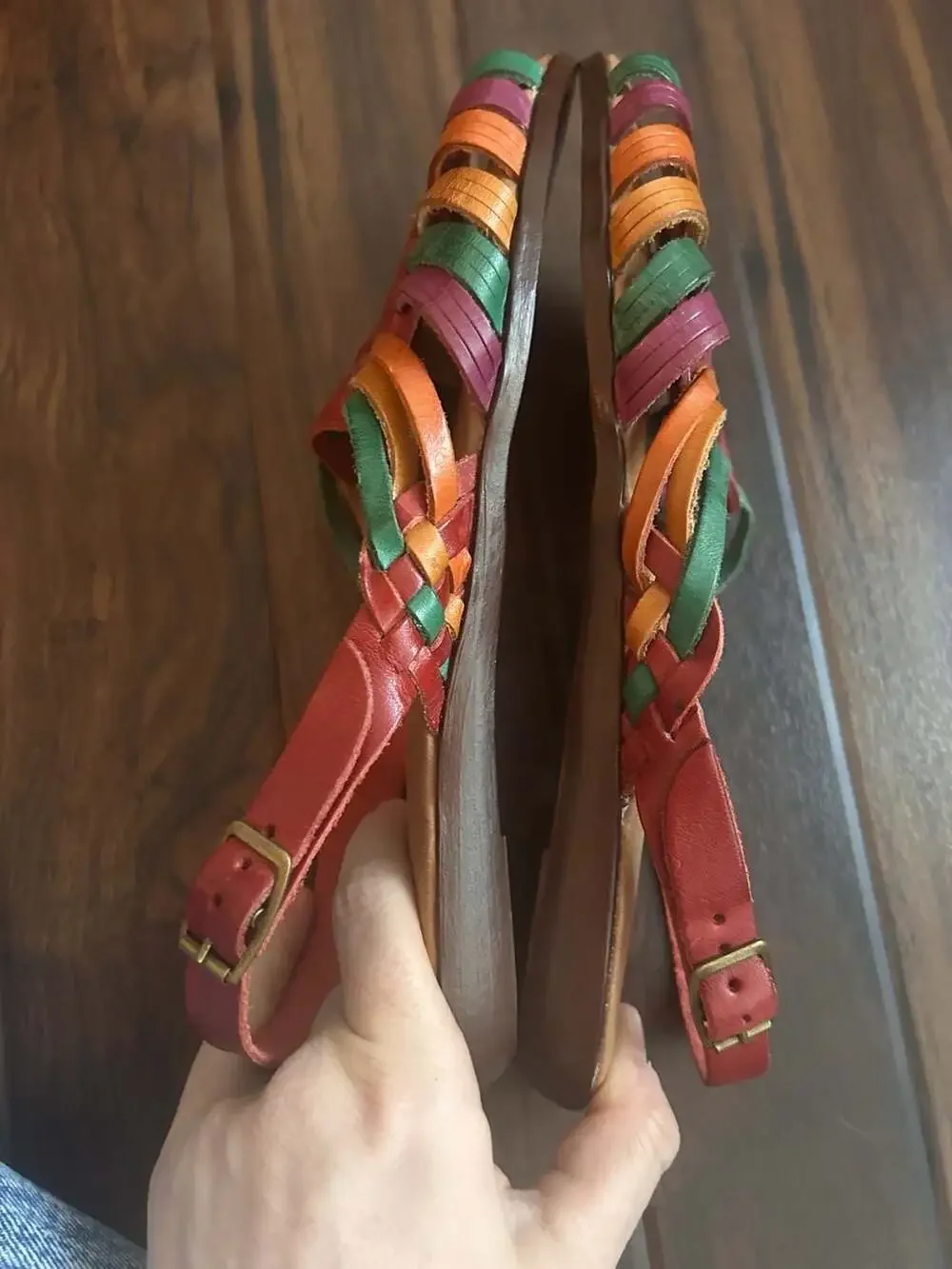 Rapallo Multi-Color Woven Leather Huarache Sandals Size 8 Wide - Picture 6 of 9